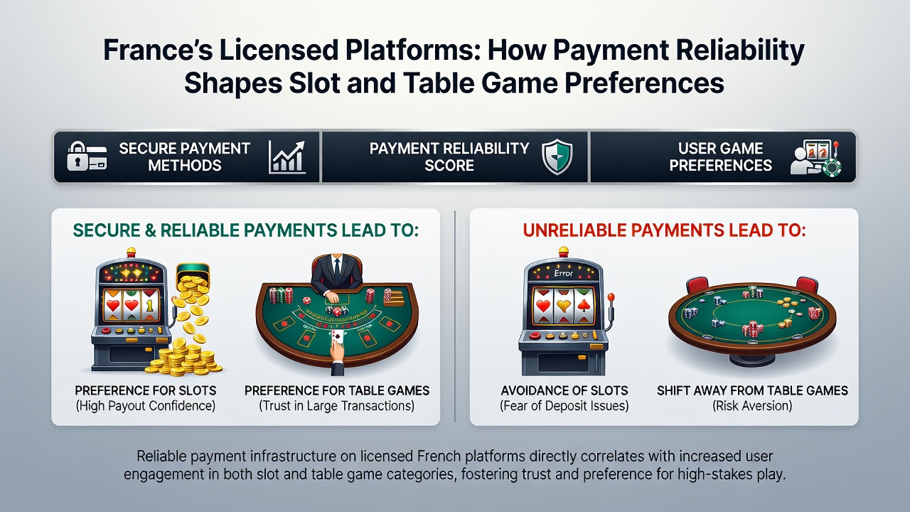 Analysis of payment success rates affecting preferences between slot machines and live table games in France